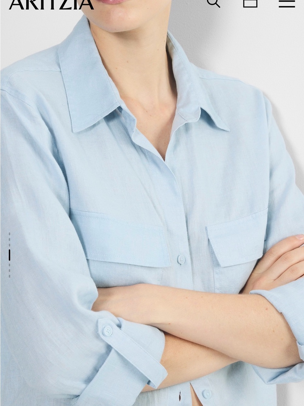 Babaton Pale Blue Linen Utility Shirt - Picture 2 of 10